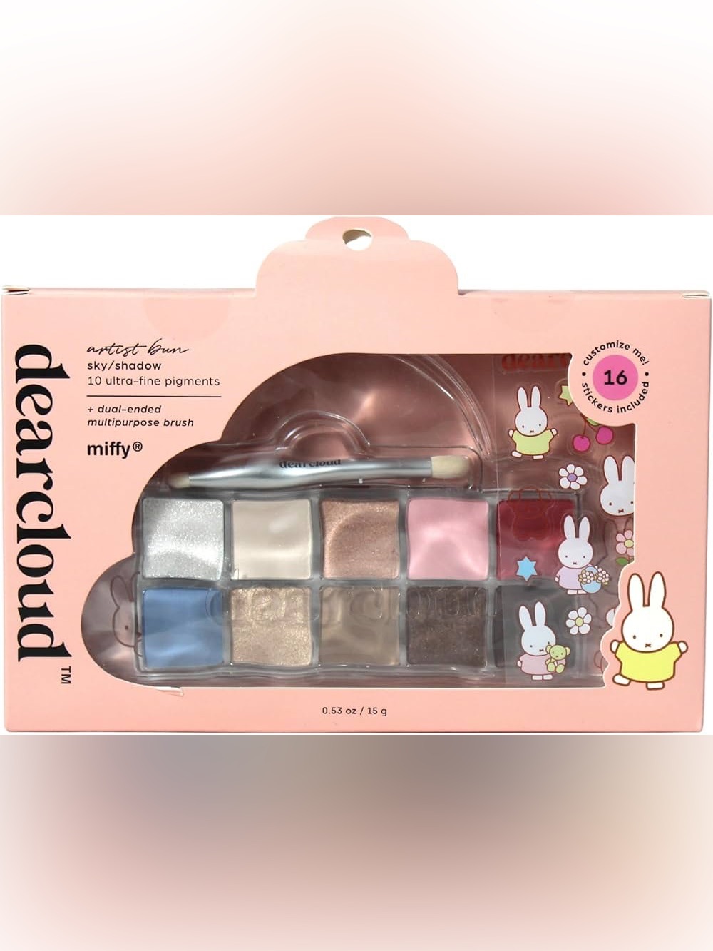 Miffy x dearcloud sky shadow Pink & Neutral Eyeshadow Palette with brush